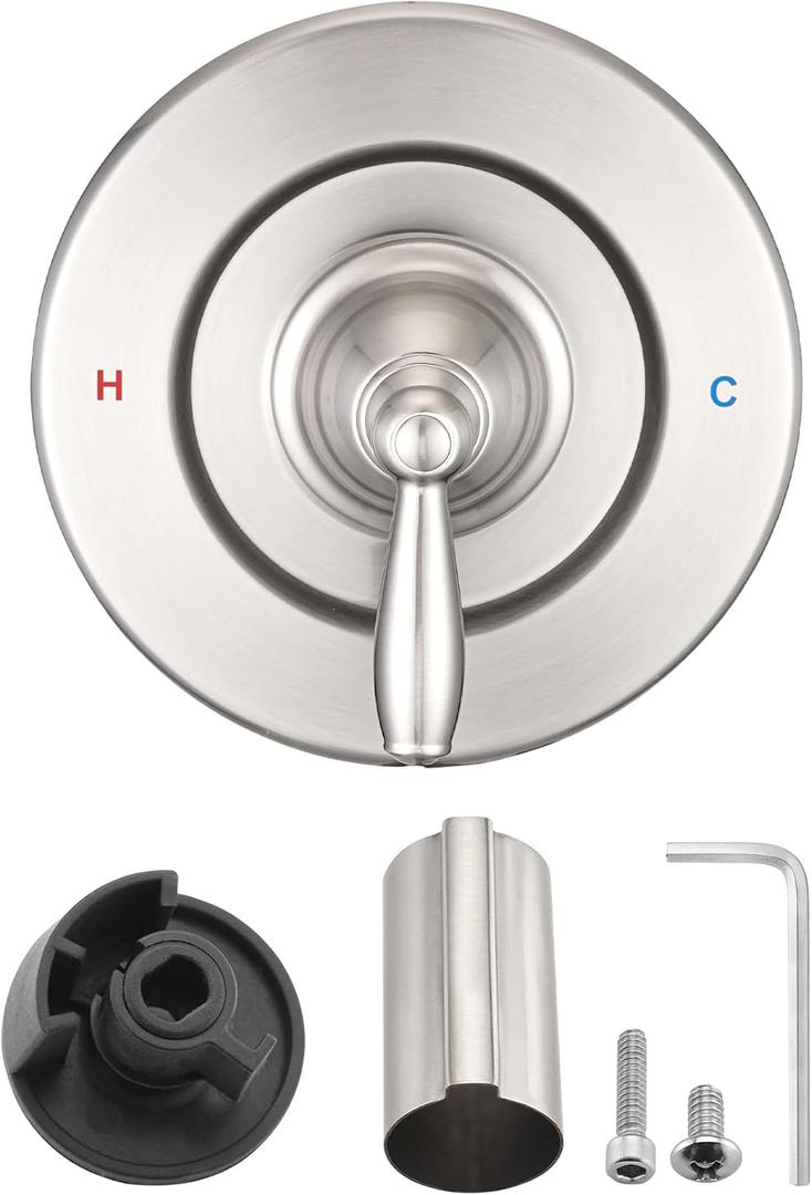 Replacement for Moen Fit Chateau Valve Shower Faucet Trim Kit Only(Valve& Catridge Not Inclued), Pull-on Push-off Design Knob Elegant Handle, Brushed Nickel
