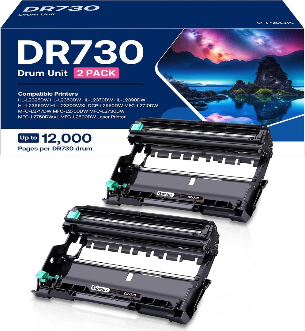 GOTOBY DR730 Drum Unit Replacement for Brother DR-730 DR730 DR 730 Compatible with HL-L2395DW HL-L2370DW HL-L2350DW HL-L2390DW MFC-L2710DW MFC-L2750DW DCP-L2550DW Printer(2 Drum, NOT Toner)
