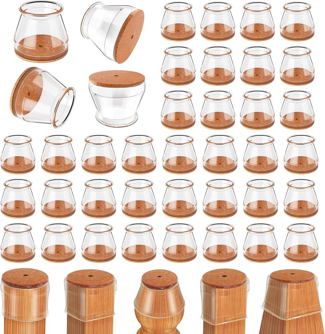 Ansible 36 Pack Chair Leg Floor Protectors for Hardwood Floors, Silicone Felt Covers Pads Caps, Protect Wood Furniture Feet Floors Noise Reduce and Scratch (Universal Large & Clear)