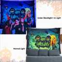 Lyxinarhy Halloween Blacklight Wall Tapestry - Night Tapestry Wall Hanging Haunted Woods with Grave and Pumpkins, UV Reactive Blanket for Bedroom Living Room Dorm Decor (Scary Pumpkin, 51 * 59 IN)