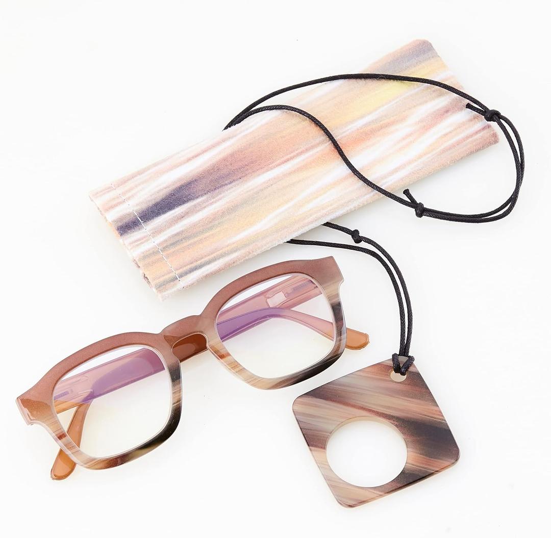 Women Reading Glasses Trendy Readers Blue Light Filtering Glasses +0.00 +1.25 - +3.00 (Brown / Beige) Women Reading Glasses Trendy Readers Blue Light Filtering Glasses +0.00 +1.25 - +3.00 (Brown / Beige)