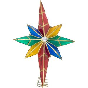 Kurt Adler 10 Light Multicolor Capiz Bethlehem Star Treetop with Gem Center