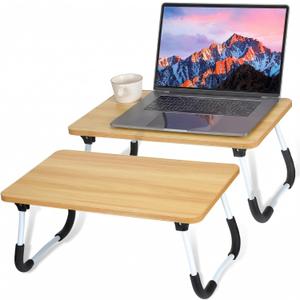 2 Pcs Foldable Laptop Table Lap Desk Mini Bed Table Portable Bed Tray Laptop Stand for Bed for Couch Sofa Working Reading Eating Children Workers School Classroom Home Office Supplies (Wood Color)
