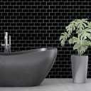 WALPLUS Upgraded Backsplash Tile Peel and Stick for Kitchen Wall Stick On Backsplash Tile for Bathroom Adhesive Glossy Heat Resistant Sticky Backsplash for Kitchen 11.8" x 11.8" Black 12 Sheets