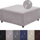 HFCNMY Ottoman Cover Square-Stretch Water Repellent Ottoman Cover -Thick Square Storage Foot Stool Covers with Elastic Bottom Light Gray, Large