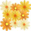 SUNBEAUTY 9 PCS Orange Paper Flowers Decorations for Wall Paper Fans Daisy Decoration Paper Floral Backdrop Decor Paper Fans Decoration