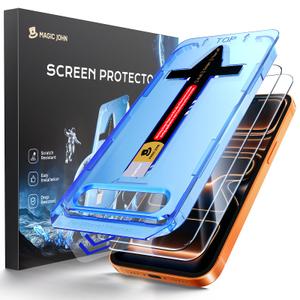 MAGIC JOHN 2 Pack for iPhone 17 Pro Max 6.9 inch Tempered Glass Screen Protector, Auto Dust-Elimination, Bubble Free, HD Clear, Easy Installation
