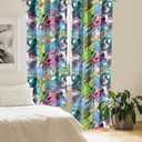 Ambesonne Leaf Print Curtains, Colorful Watercolor Pattern of Leaves Modern Abstract Botanical Art, Window Treatments 2 Panel Set for Living Room Bedroom, Pair of - 28" x 63", Green Blue and Pink