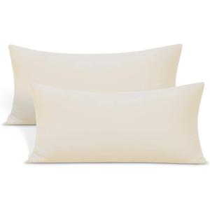 Jersey Knit Small Pillowcases - Mini Pillow Cases for Travel or Toddler Pillows Sized 12x16, 13x18 or 14x20, Ultra Soft Envelope, Microfiber, Set of 2, Beige