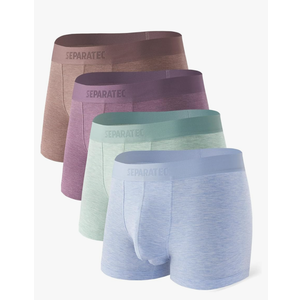 Separatec Mens Trunks Underwear with Dual Pouch Mens Underwear, Soft Breathable Rayon Made from Bamboo Trunks for Men, 2 Pct of Pink, 1 Pct of Blue, 2 Pct of Green Small