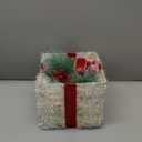 Set of 3 Christmas Lighted Gift Boxes Plug-in 60 Led Light Up Boxes Ornaments for Christmas Decorations Indoor Outdoor Home Yard Xmas Tree Holiday Party Lawn Porch (Tinsel)