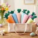 Skylety 8 Pieces Easter Artificial Carrots Decor Fake Fabric Carrot Rustic Nonwoven Stuffed Seasonal Vegetables for Bunny Spring Easter Baskets Vase Filler Tiered Tray DIY Farmhouse Decor (Pastel)