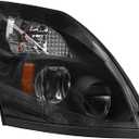 LED Headlight Assembly Compatible with Volvo VNL 2004-2014,Black Factory Style LED High/Low Beam Headlamp Driver and Passenger (Right/Passenger Side)