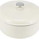 Amazon Basics Enameled Cast Iron Dutch Oven Pot with Lid, Oven Safe, Heavy-Duty, Dual Handles for Baking, Roasting, Stews, 4.3-Quart, White