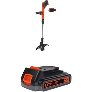 BLACK+DECKER 20V MAX String Trimmer/Edger with Extra Lithium Battery 2.0 Amp Hour (LSTE525 & LBXR2020-OPE)