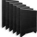 Blackout Paper Window Blinds 36" x 72" - 6 Pack Temporary Cordless Stick On Self-Adhesive No Drill Shades, Darkening Pleated Cover for Bedroom, Kitchen, Patio Door (Black, 100% Paper Material)