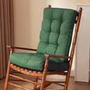 IPYNBAP Rocking Chair Cushion, Waterproof and Fade-Resistant Patio Chair Cushions, Tufted Chair Pads for Rocker Furniture, 17x17 Inch, Indoor/Outdoor Seat Cushions with Ties, Dark Green