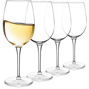 Luigi Bormioli Chardonnay White Wine Glasses, Set of 4  13 oz Crystal Glass Stemware for Everyday Dining & Special Occasions  Italian Crafted Wine Glasses for Entertaining & Home Bar Use