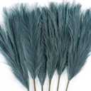 6 PCS Faux Pampas Grass Arrangement - 18"/45cm Artificial Fluffy Pompous Grass Stems for Boho Chic Home and Wedding Decor (Dust Blue)