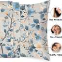 Satin Pillowcase Flower Blue Satin Pillow case for Hair and Skin 20 x 30 Inches Smooth Pillow Covers Pillow Cover with Envelope Closure (Queen)