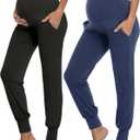 AMPOSH Women's Maternity Pants Stretchy Lounge Workout Sweatpants Casual Loose Comfy Pregnancy Joggers with Pockets (XXL)