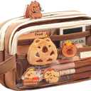 Large Capacity Clear Pencil Case, Waterproof Multi-Layer Pencil Pouch with Capybara Plush and Stickers,Office Supplies Desk Organizer, Big Pen Case for Adults, Cosmetic Bag Travel Stationery Holder