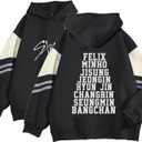 JUNG KOOK SKZ Hoodie Felix Hyunjin Bangchan New Album Star Concert Sweater Support Sweatshirt Shirt Skz Merch for Women (Black, M)