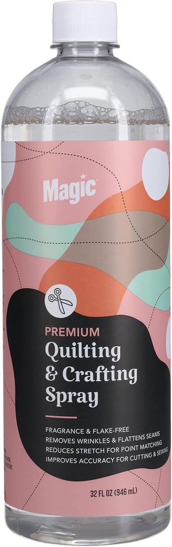 Magic Premium Quilting & Crafting Spray  Fabric Spray for Cutting, Creasing, & Sewing  Best Press Spray Starch for Quilting to Flatten Seams & Wrinkles  Wrinkle Spray - PREMIUM QUILTING & CRAFTING
