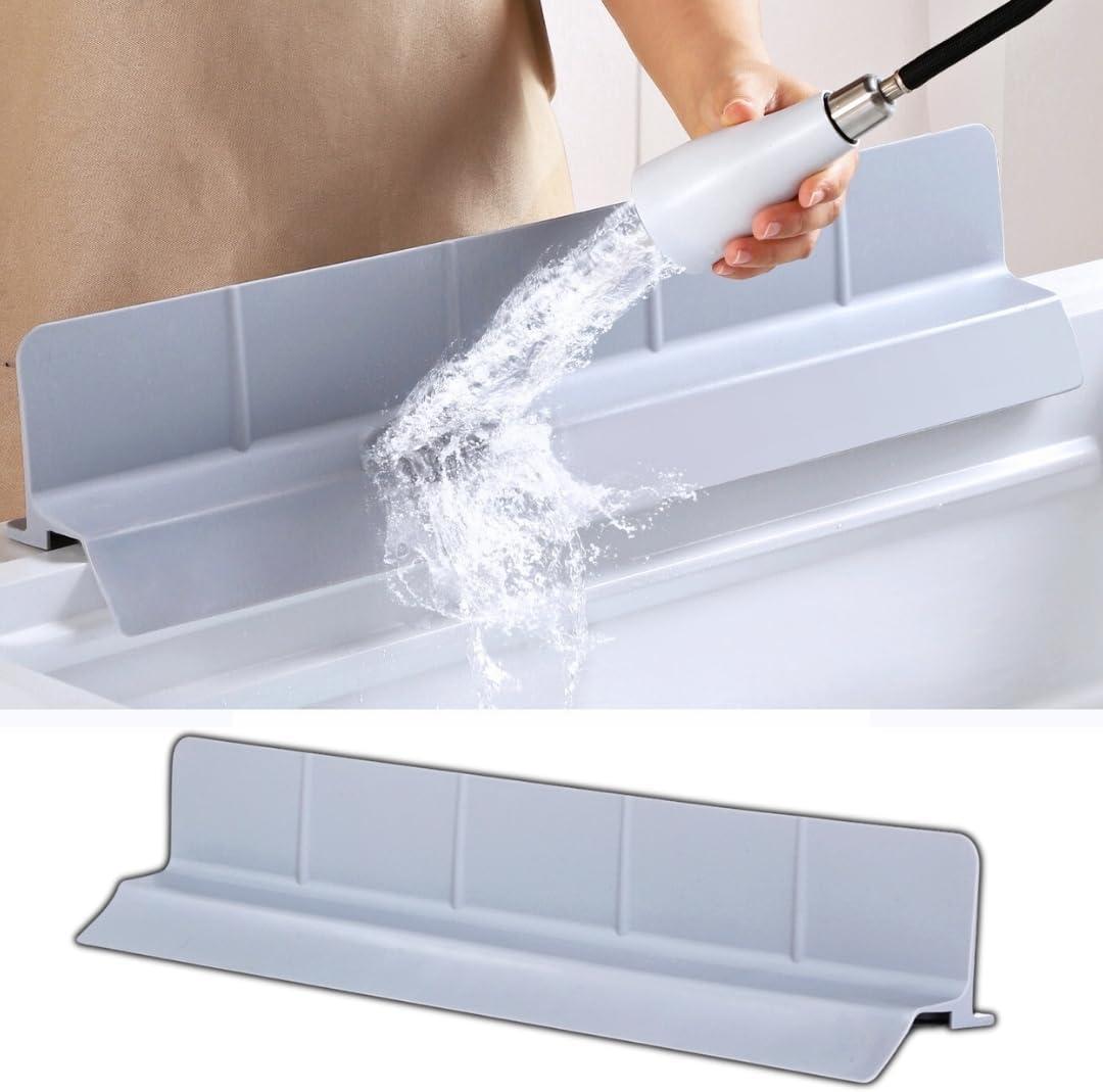 MessOut Extra Large Silicone Kitchen Sink Splash Guard 58x9x10cm Non-Slip with Strong Suction, Non Crumble, non-harmful, Durable & Easy-to-Clean Protector for a Mess-Free Sink and Dishwashing (Grey)