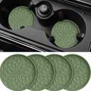 ME.FAN Car Coasters for Cup Holders [4 Pack] - 2.75In Silicone Auto Mug Mats - Universal Non-Slip Recessed Car Interior AccessoriesOlive Green