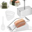 Stainless Steel Musubi Press Mold, 4 Pieces Spam Musubi Mold Kit Onigiri Mold Set Rice Ball Masubi Molds Spam Slicer for Maker Spam Musubi