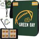 Football Card Binder with Sleeves 400 Pocket, Green Bay Football Card Holder for Trading Cards Sports Card 3 Ring Binder Folder Football Collector Album Storage Book Case Kids Boys Girls Gift