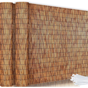 Bamboo Reed Fencing, Light Russet Bamboo Fence Rolls 3 Feet High, Decorative Reed Curtains Privacy Screen Outdoor for Patio Garden Balcony Backyard, 3 x 16 FT (2 Pcs)