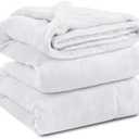 KAWAHOME Sherpa Fleece Queen Size Heavy Blanket for Bed - Extra Warm and Heavy Thick Blankets for Winter, Super Soft 500GSM Plush Blanket, 72"×46"" White