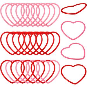Soulchen 24 Valentine's Heart Shaped Ring Toss Games for Party Activities Red and Pink Plastic Toss Ring for Indoor Outdoor Speed and Agility Practice Games Valentine's Party Supply