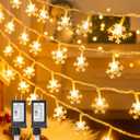 2 Packs Christmas Snowflake String Lights, 100 LED 43 FT Plug in Fairy Light 8 Modes with Timer, Christmas Lights Waterproof Connectable for Indoor Outdoor Wedding Party Xmas Decor (Warm White)
