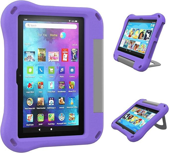 Tablet 8 inch Case for Kids- Auorld Lightweit Shockproof EVA Case Cover with Handle Stand for 2022 8 inch Tablet,Not for Samsung Tablet, Purple