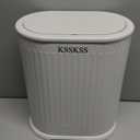 1.8 Gallons Small White Bathroom Trash Can with Lid, Slim Bathroom Garbage Bin, Removable Liner Bucket, Dog Proof Trash Can with Pop-Up Lid for Bedroom,Toilet