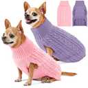 KCFESTIHUE 2 Pack Dog Sweaters for Small Dogs Turtleneck Pullover Cable Knit Puppy Stretch Clothes Chihuahua Yorkie Pomeranian Toy Poodle Boy Girl Pets Winter Doggie Clothes (S, Pink & Purple)