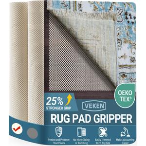 Veken 9x12 Ft Rug Pad Gripper for Hardwood Floors, Non Slip Rug Pads for Area Rugs, Thick Rug Grippers for Tile Floors, Under Carpet Anti Skid Mat, Keep Your Rugs Safe and in Place