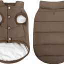 ASENKU Dog Winter Coat - Waterproof Windproof Dog Jacket, Warm Snowproof Doggie Puffer Vest for Cold Weather, Lightweight Snow Coats for Dogs (S, Coffee)