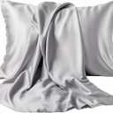 Satin Pillowcase, Softer Than Silk Pillow Cases 1 Pack, Satin Pillowcases with Zipper, Cooling Pillow Cases Standard Size, Gift for Women Men, Gray
