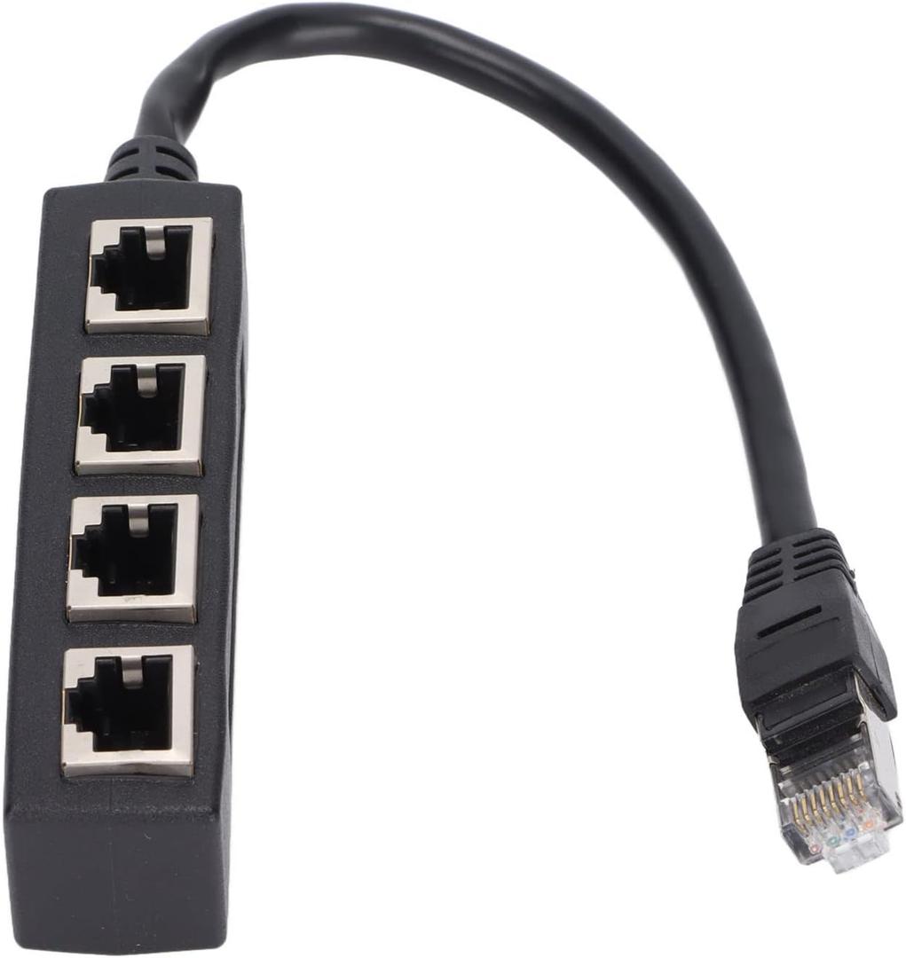 RJ45 1 to 4 Splitter Adapter - Passive Ethernet Splitter Extends One Port to 4 Female Ports for Cat5, Cat5e,Cat6,Cat7,RS485,Cable Management & Single Device Setups | Not a Network Switch