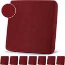 Newwiee 8 Patio Stretch Sofa Cushion Covers Outdoor Cushion Covers Replacement Couch Slipcovers Sofa Seat Cover Soft Chair Cover Furniture Protector for Pet (Wine Red)