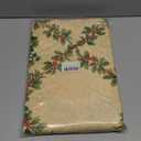 Christmas Tablecloth Rectangle 60x120 Inch Red Holly Berry Ornament Ball Waterproof Durable Vintage Santa Table Cloth, Xmas Table Cover for Holiday, Winter, Farmhouse Party, Beige