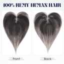 MY-LADY Human Hair Toppers for Women Real Human Hair with Side Bangs Hand-Tied Thin Light Weight 9 * 12CM Lace Base Clip in Remy Hairpieces 11 Inch Natural Black