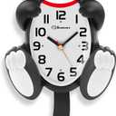 Soobest 18 Inch 3D Large Cat Wall Clock Battery Operated Silent Non Ticking with Moving Eyes and Pendulum Tail, Retro Kids Analog Wall Clock for Gift Decor Black