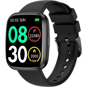 Smart Watches for Men/Women, 1.75" Bluetooth Call, AI Voice Smartwatch, 24/7 Heart Rate Monitor, Blood Pressure/SpO2/Sleep Tracker, IP68 Waterproof, 100+ Sports Fitness Tracker for Android iOS Black