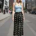 Keasmto Leopard Print Skirt for Women Cheetah High Waist Silk Satin Elasticized Skirts (L)