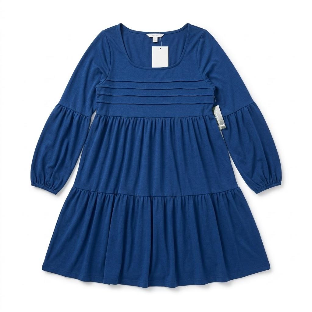 ETCYY NEW Summer Dresses for Women Dressy Casual 3/4 Length Sleeve Womens Fall Dress with Smocked Cuffs (Blue, S)